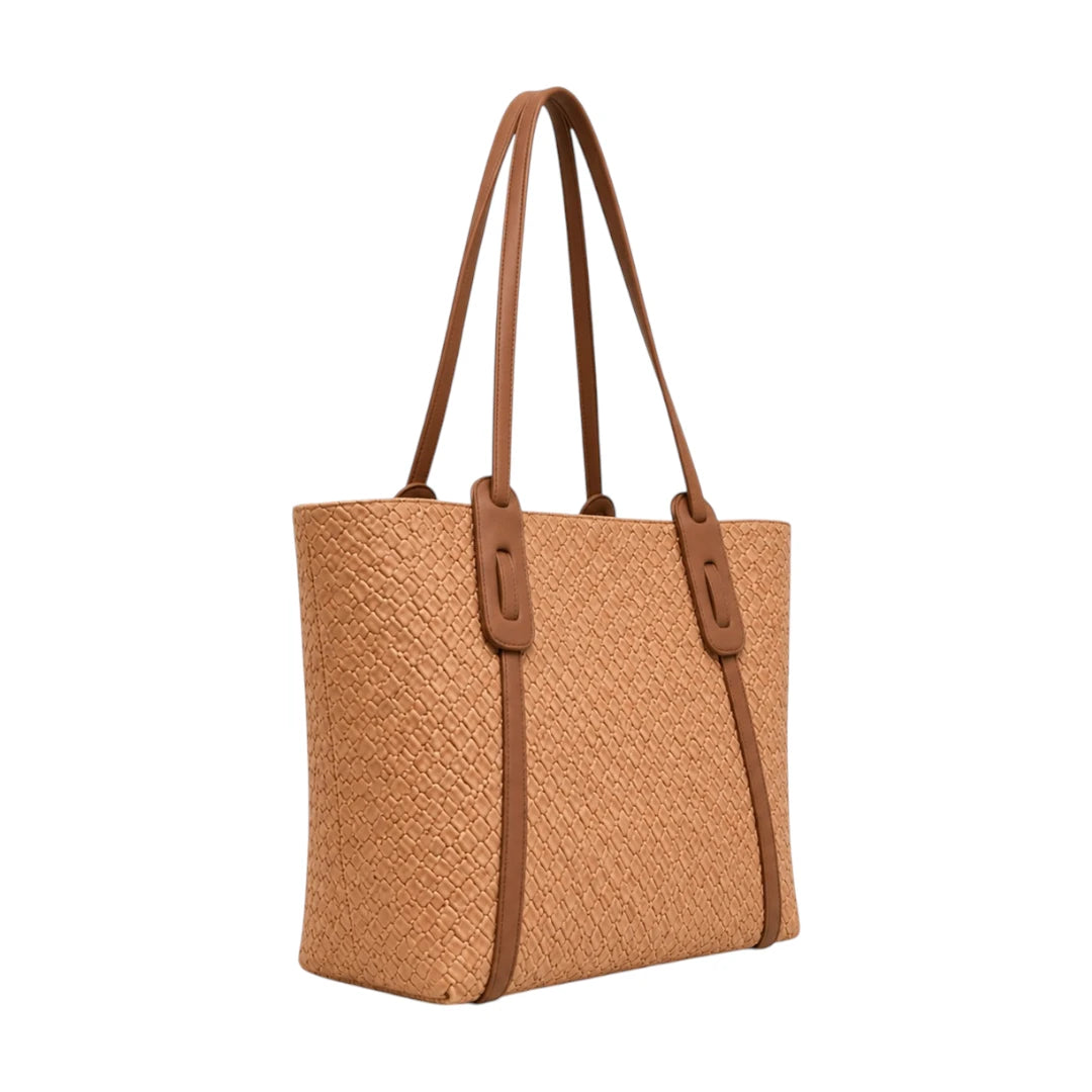 Lapenz Female Brown Textured Tote Bag for Everyday Use