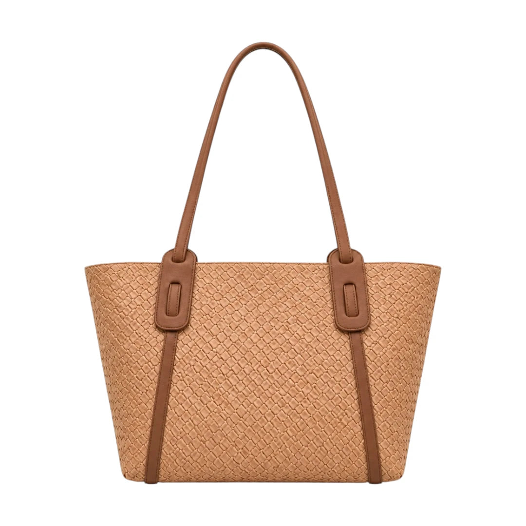 Lapenz Female Brown Textured Tote Bag for Everyday Use