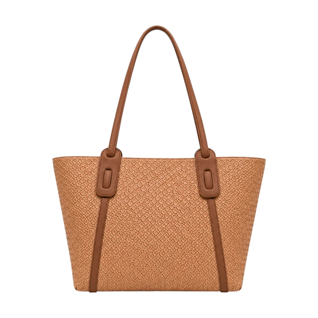 Lapenz Female Brown Textured Tote Bag for Everyday Use