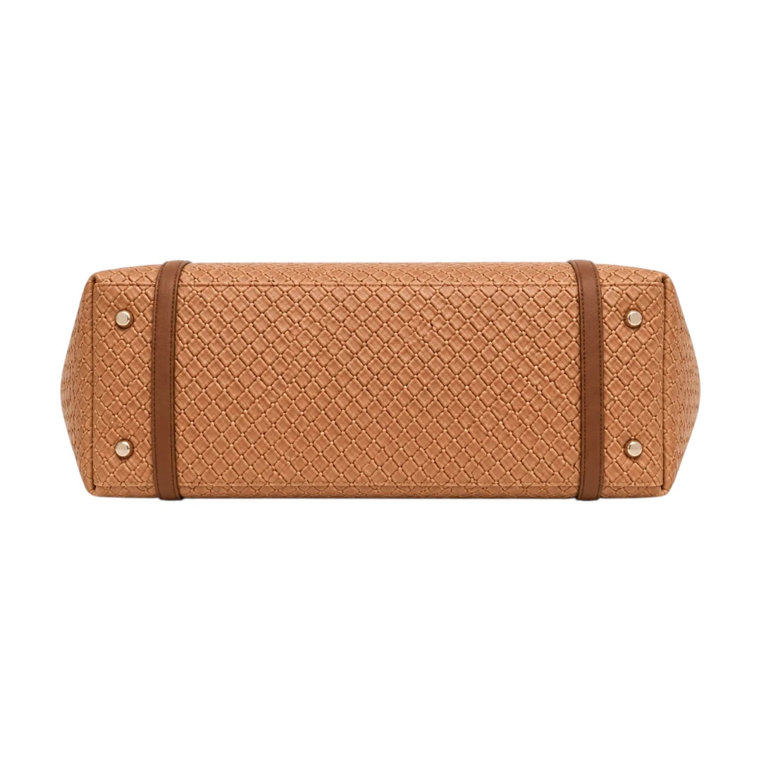 Lapenz Female Brown Textured Tote Bag for Everyday Use